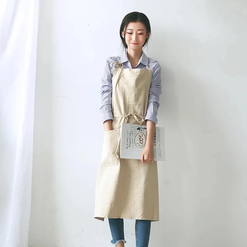 Tablier cuisine coton 100% naturel doux résistant respirant