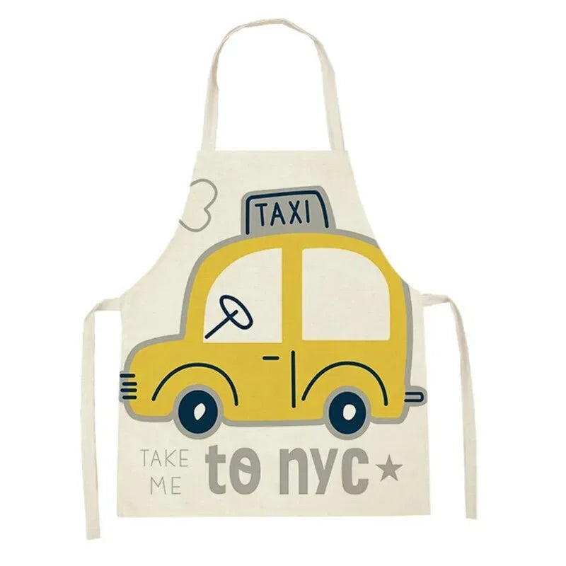 Tablier de Cuisine Enfant – Tablier Coton Lin Motifs Joyeux 2 Tailles
