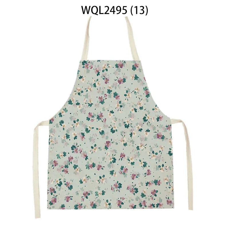 Tablier Cuisine Fleurs Lin – Tablier Motif Floral Élégant et Féminin