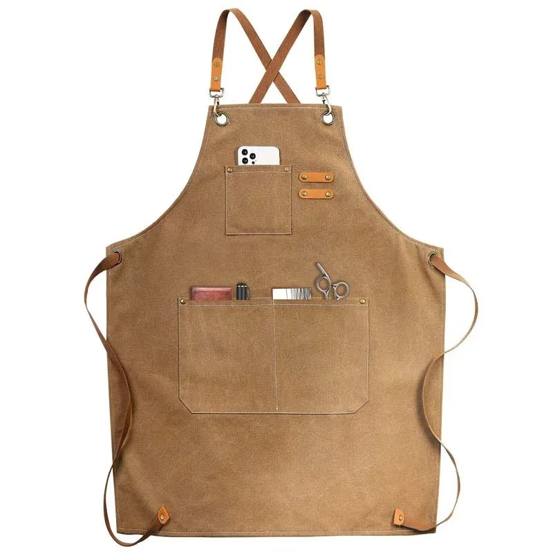 Tablier Cuisine Cadeau Homme Canvas – Tablier avec 4 Poches Résistant