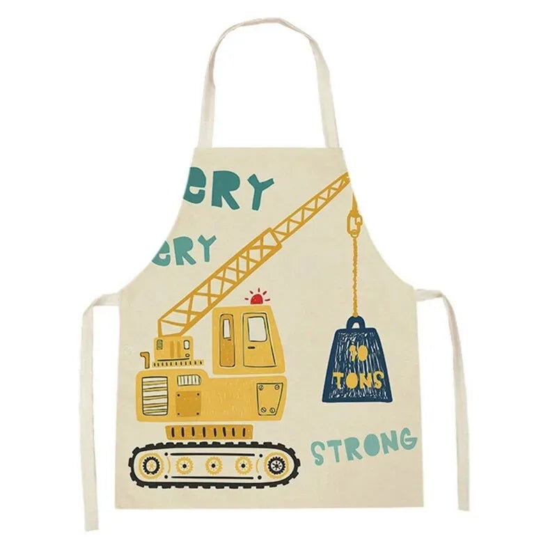 Tablier de Cuisine Enfant – Tablier Coton Lin Motifs Joyeux 2 Tailles