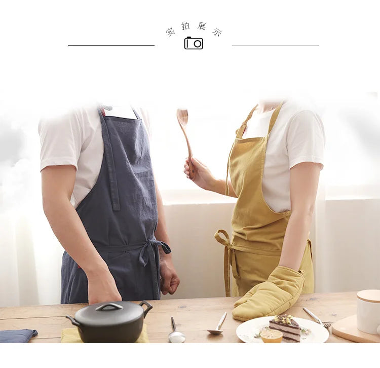 Tablier cuisine coton 100% naturel doux résistant respirant