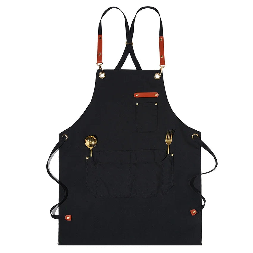 Tablier de Cuisine Professionnel en Canvas – Tablier Résistant Chef Cuisinier