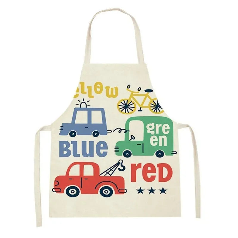 Tablier de Cuisine Enfant – Tablier Coton Lin Motifs Joyeux 2 Tailles