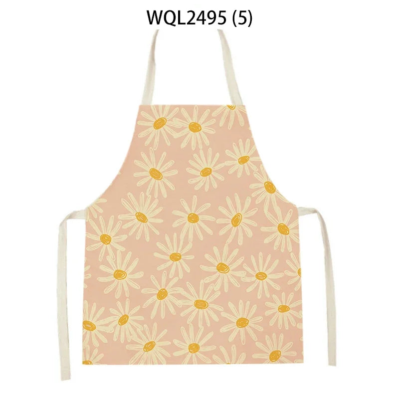 Tablier Cuisine Fleurs Lin – Tablier Motif Floral Élégant et Féminin
