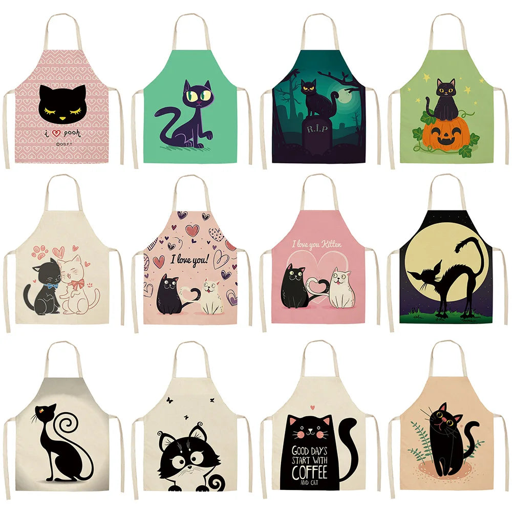 Tablier Cuisine Chats Lin Coton – Tablier Motif Chat Original et Mignon