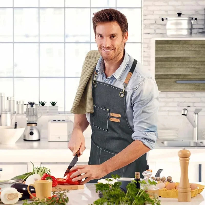 Tablier Cuisine Cadeau Homme Canvas – Tablier avec 4 Poches Résistant