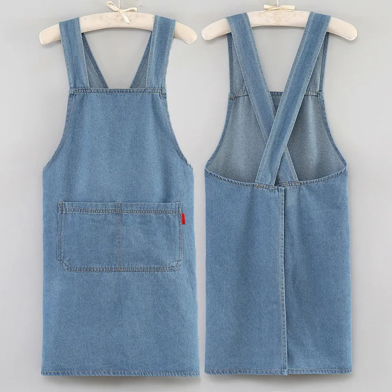 Tablier cuisine jean denim résistant style casual tendance