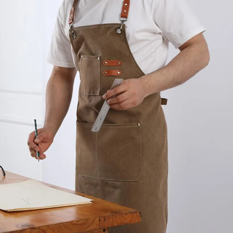 Tablier cuisine professionnel homme chef canvas robuste élégant