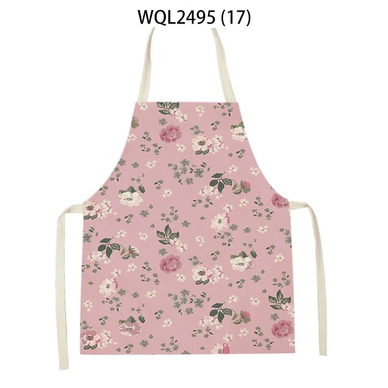 Tablier Cuisine Fleurs Lin – Tablier Motif Floral Élégant et Féminin