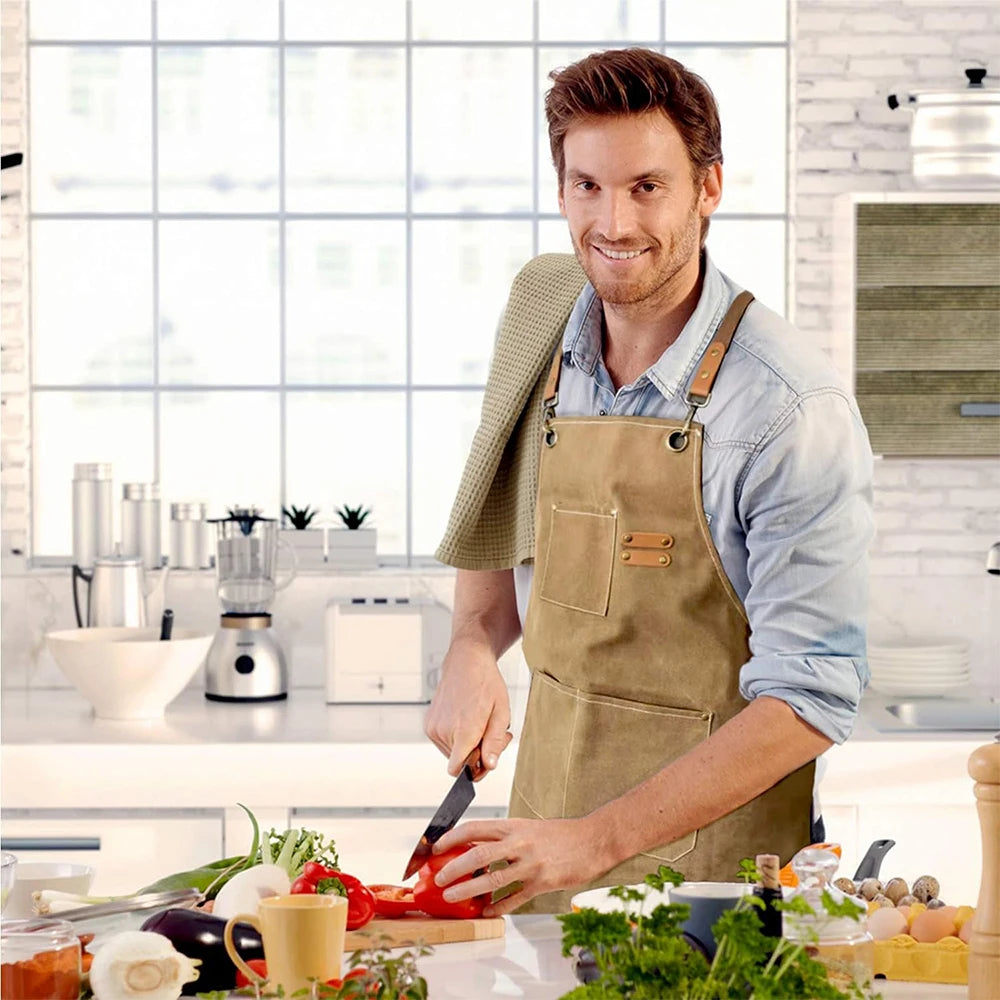 Tablier Cuisine Moderne Canvas Coton – Tablier Épuré Résistant