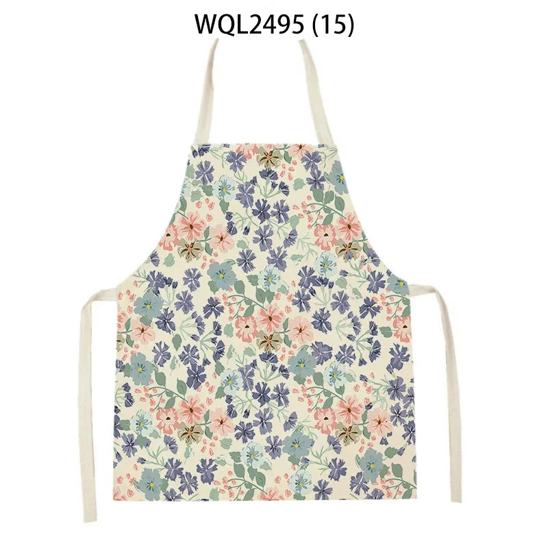 Tablier Cuisine Fleurs Lin – Tablier Motif Floral Élégant et Féminin