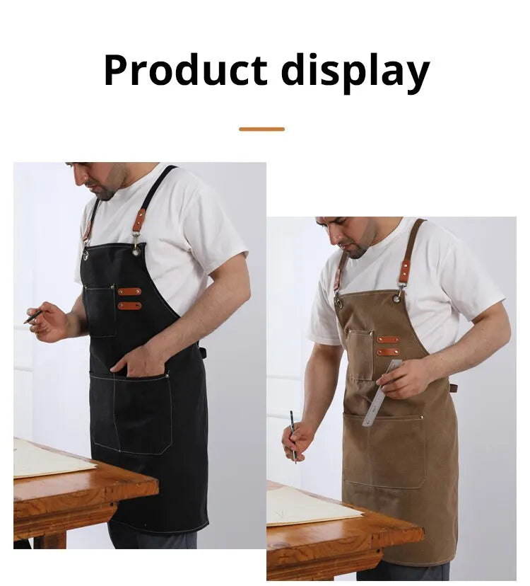Tablier cuisine professionnel homme chef canvas robuste élégant