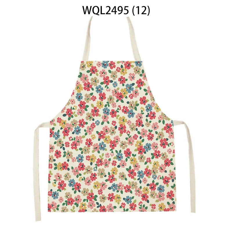 Tablier Cuisine Fleurs Lin – Tablier Motif Floral Élégant et Féminin
