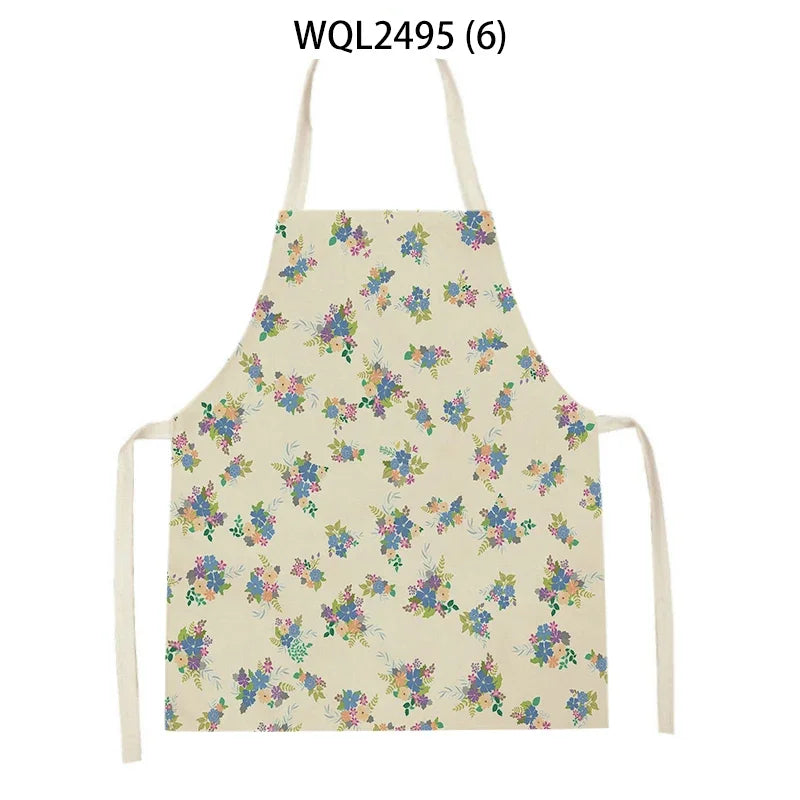 Tablier Cuisine Fleurs Lin – Tablier Motif Floral Élégant et Féminin