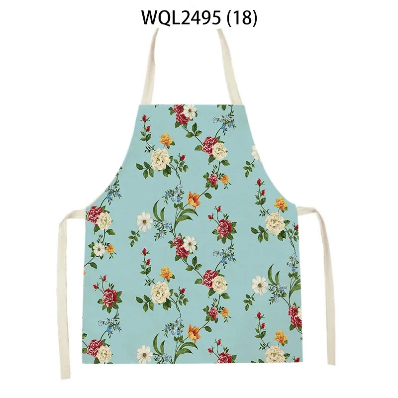 Tablier Cuisine Fleurs Lin – Tablier Motif Floral Élégant et Féminin