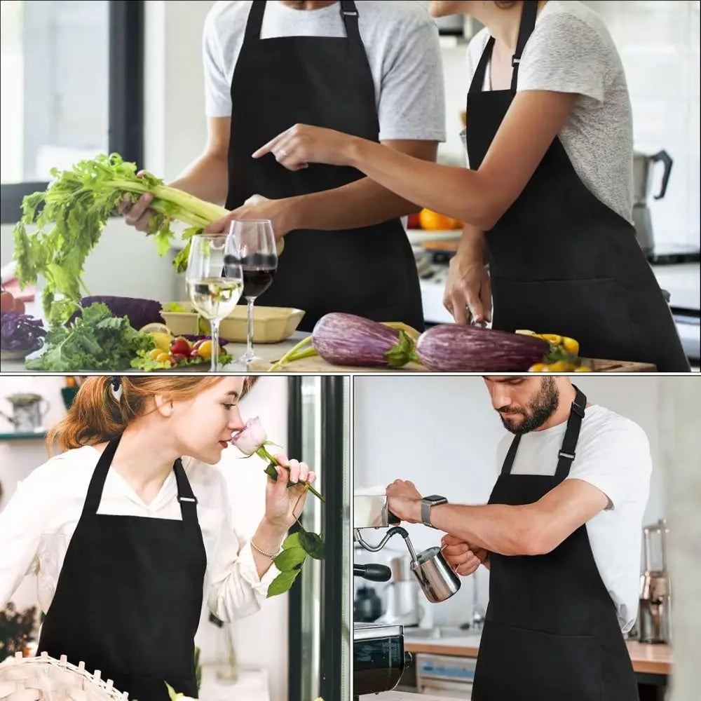 Tablier cuisine noir élégant anti-taches classique résistant