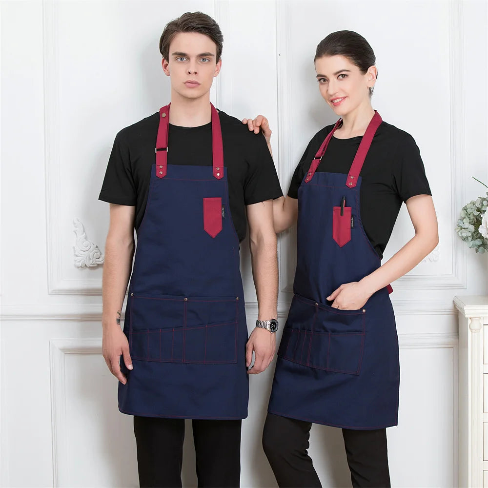 Tablier Cuisine Professionnel Canvas Noir – Tablier Chef avec Poche Mixte