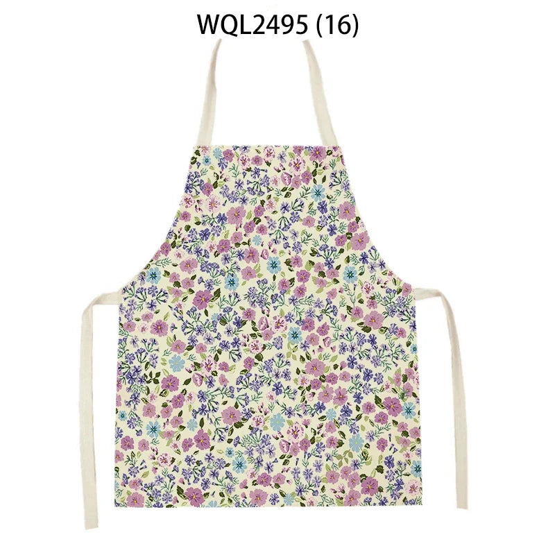Tablier Cuisine Fleurs Lin – Tablier Motif Floral Élégant et Féminin