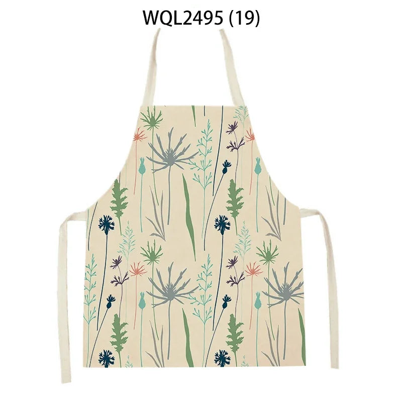 Tablier Cuisine Fleurs Lin – Tablier Motif Floral Élégant et Féminin