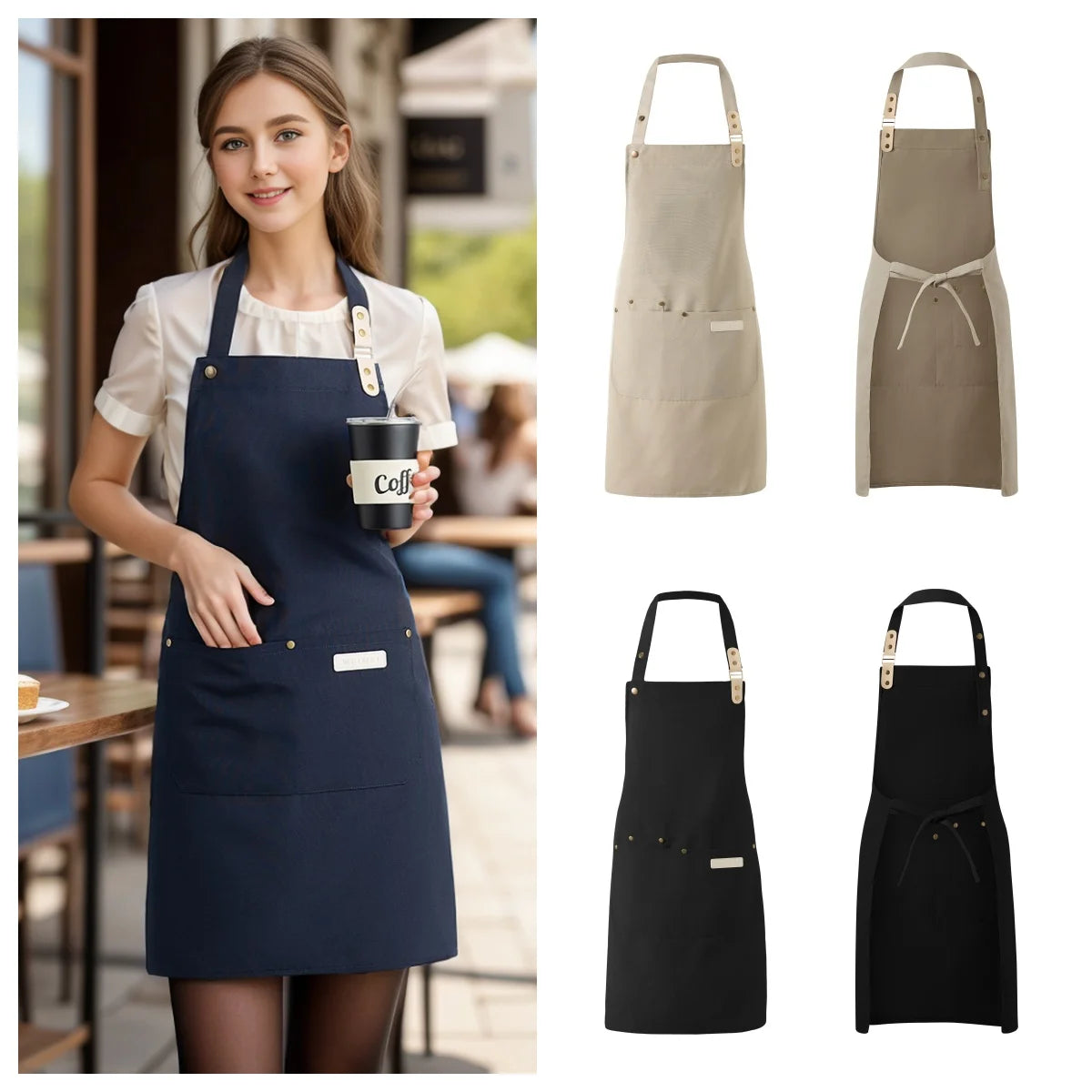 Tablier Barista Canvas – Tablier Coffee Shop Professionnel et Stylé