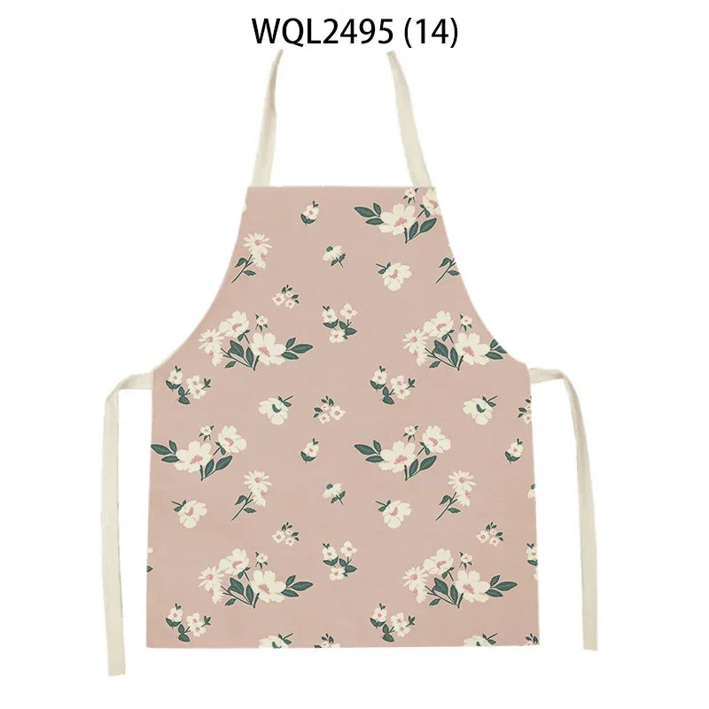 Tablier Cuisine Fleurs Lin – Tablier Motif Floral Élégant et Féminin