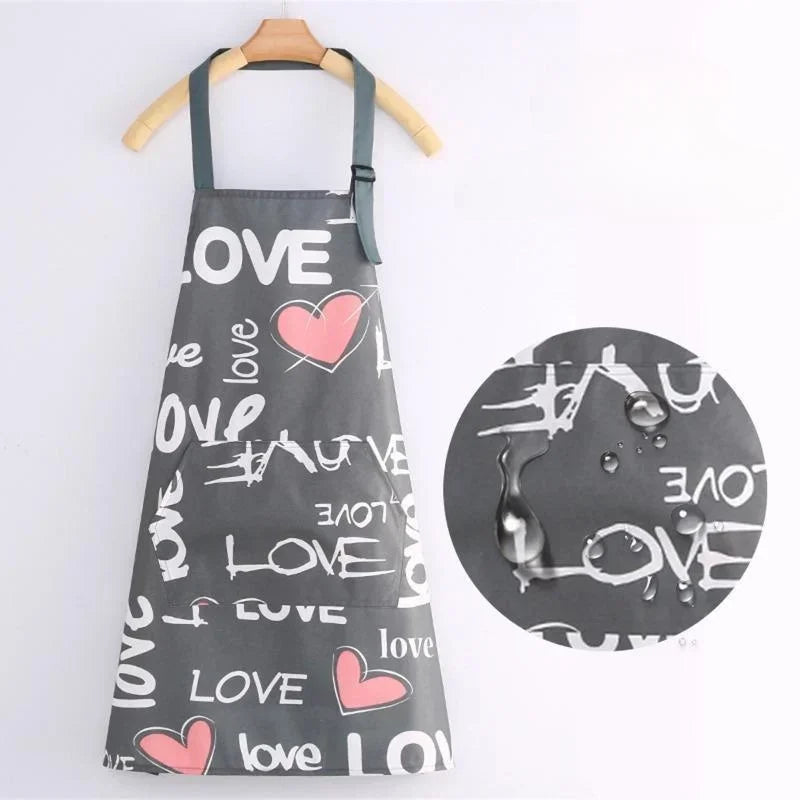 Tablier de Cuisine Femme – Tablier Coloris Doux Violet Bleu Gris Motif Cœur