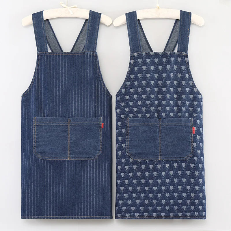 Tablier cuisine jean denim résistant style casual tendance