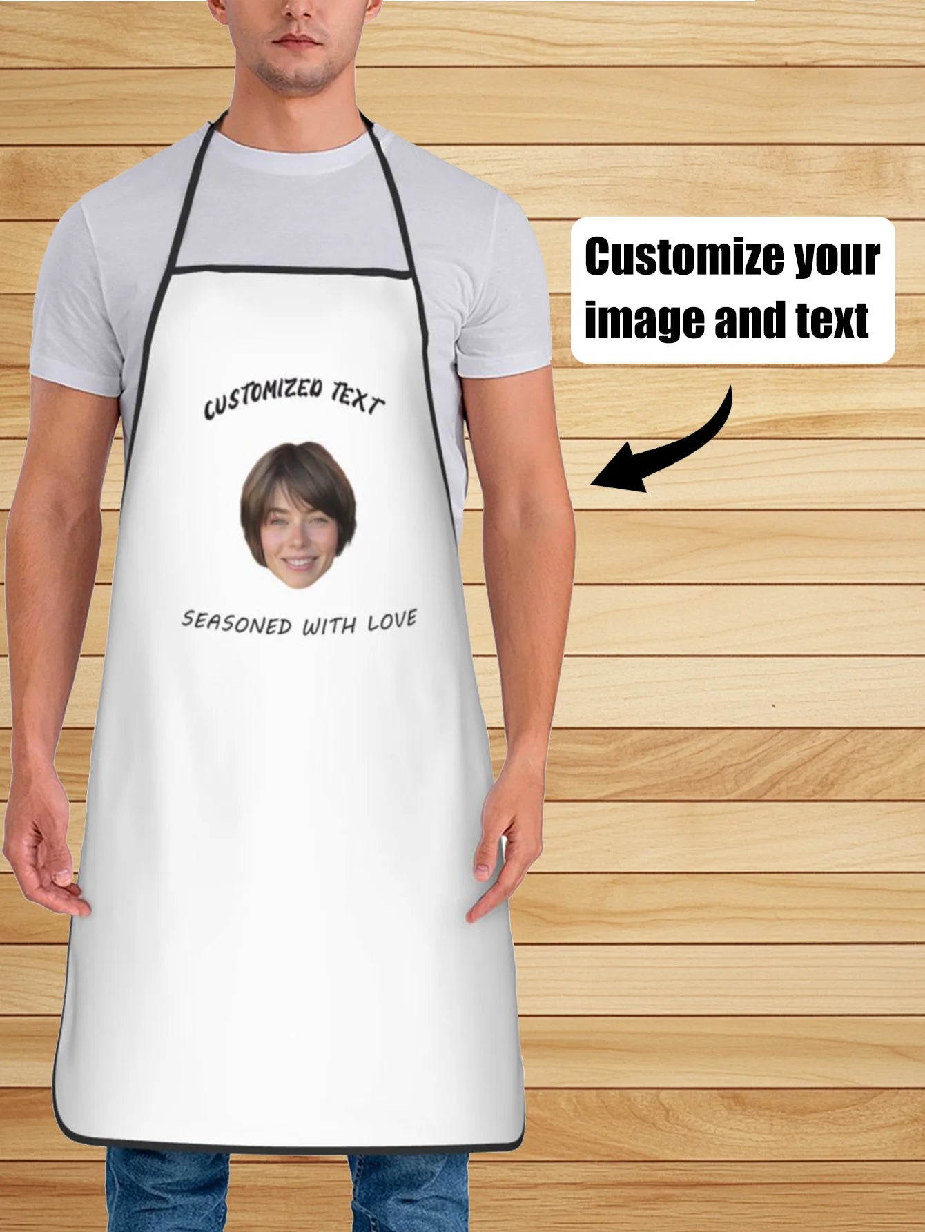 Tablier cuisine cadeau personnalisé prénom photo texte unique