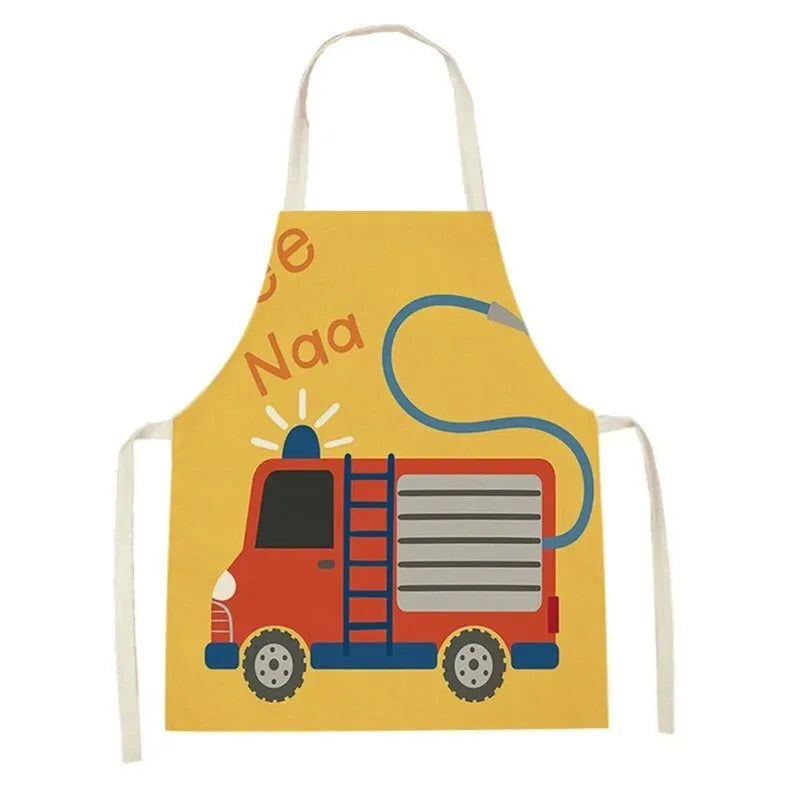 Tablier de Cuisine Enfant – Tablier Coton Lin Motifs Joyeux 2 Tailles