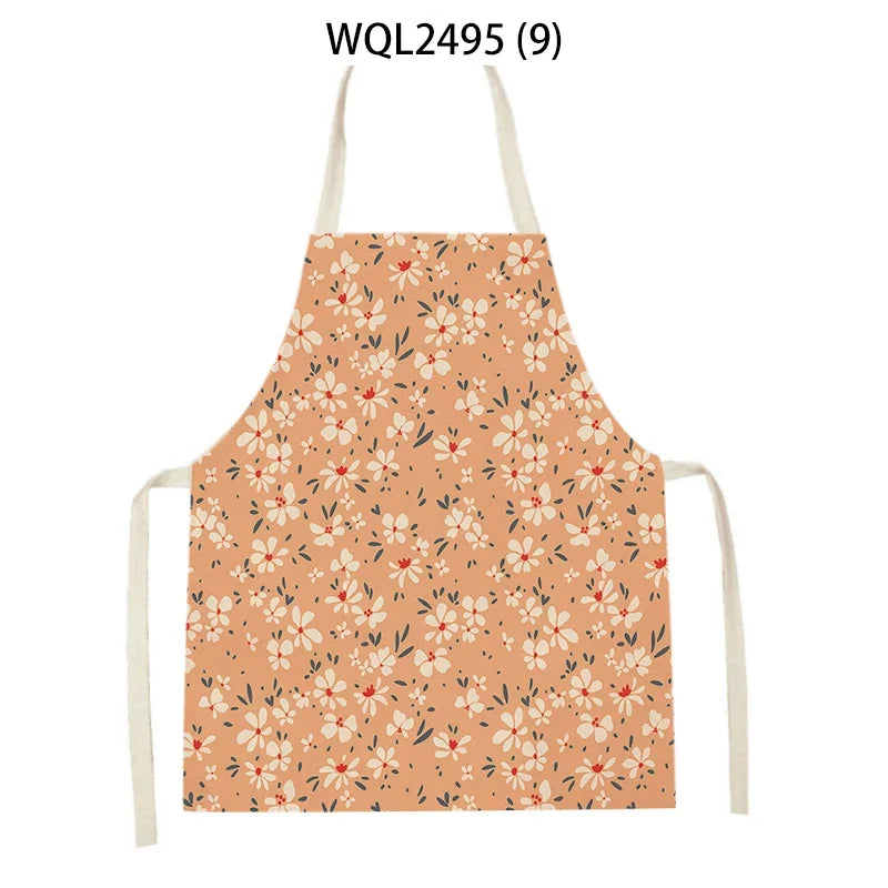 Tablier Cuisine Fleurs Lin – Tablier Motif Floral Élégant et Féminin