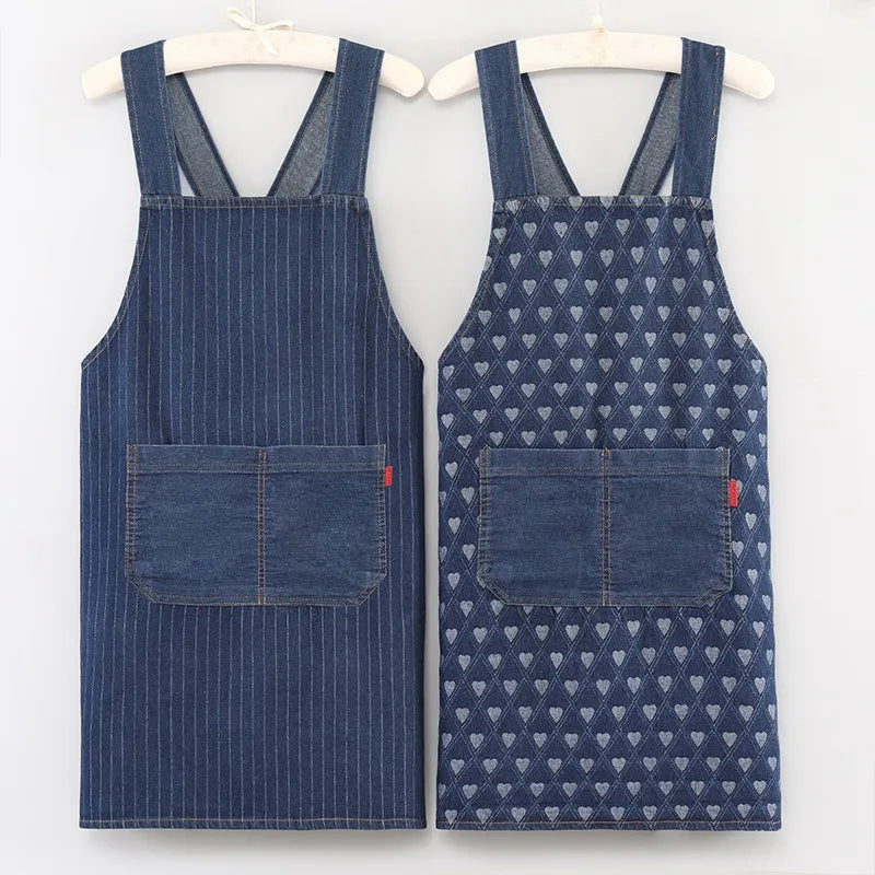 Tablier cuisine jean denim résistant style casual tendance