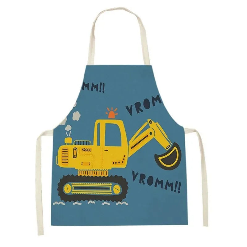 Tablier de Cuisine Enfant – Tablier Coton Lin Motifs Joyeux 2 Tailles