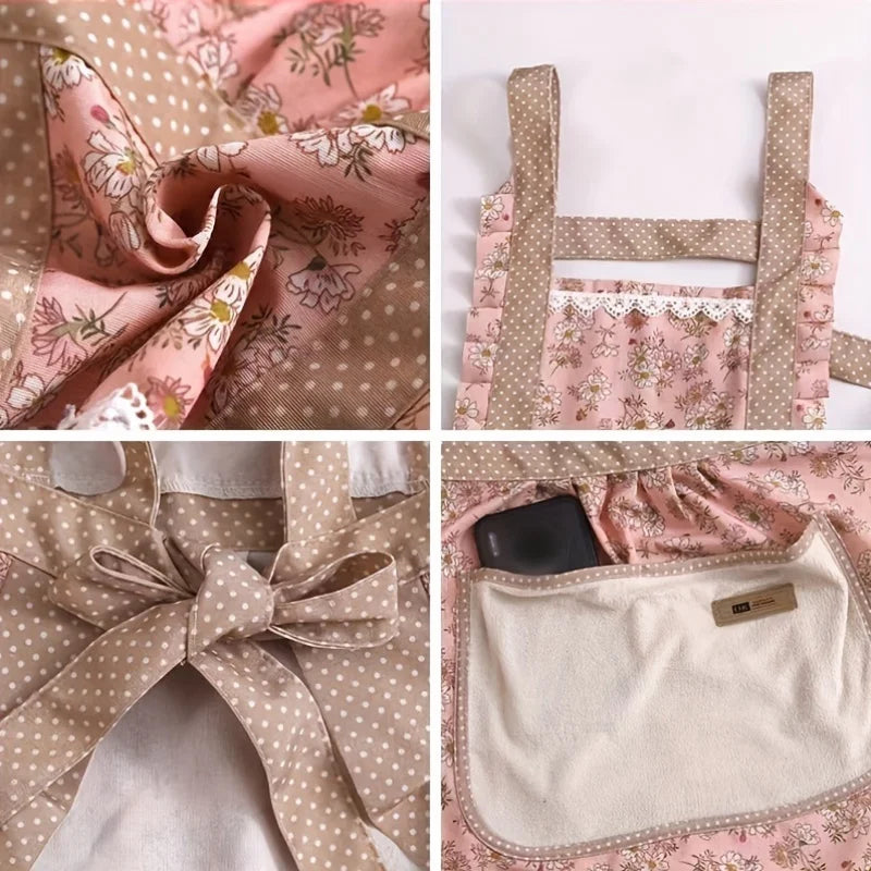 Tablier cuisine rétro volants vintage féminin élégant canvas