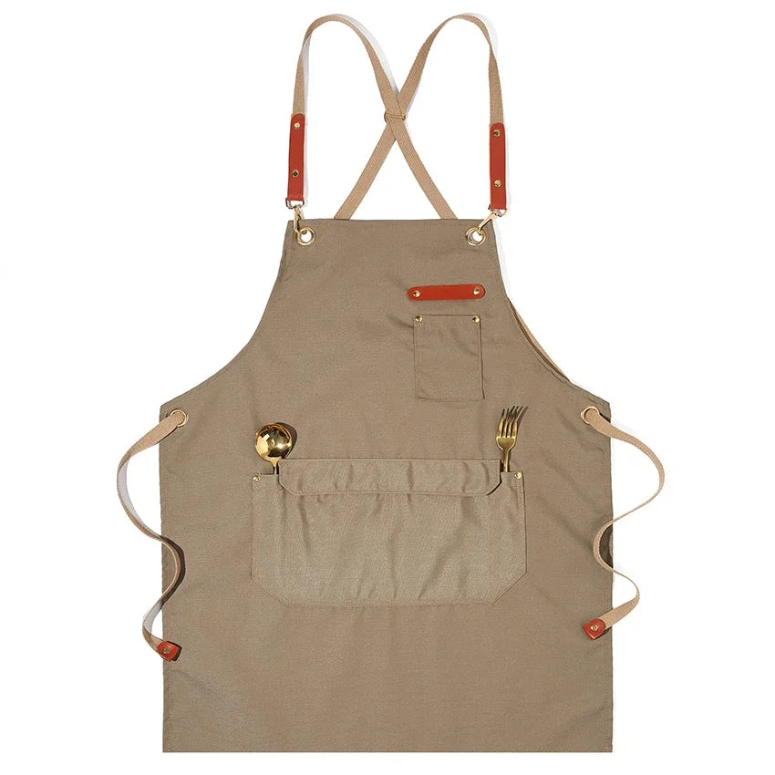 Tablier de Cuisine Professionnel en Canvas – Tablier Résistant Chef Cuisinier