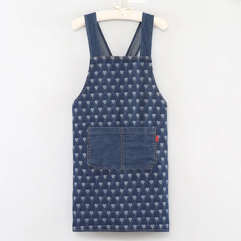 Tablier cuisine jean denim résistant style casual tendance