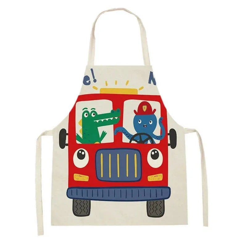Tablier de Cuisine Enfant – Tablier Coton Lin Motifs Joyeux 2 Tailles