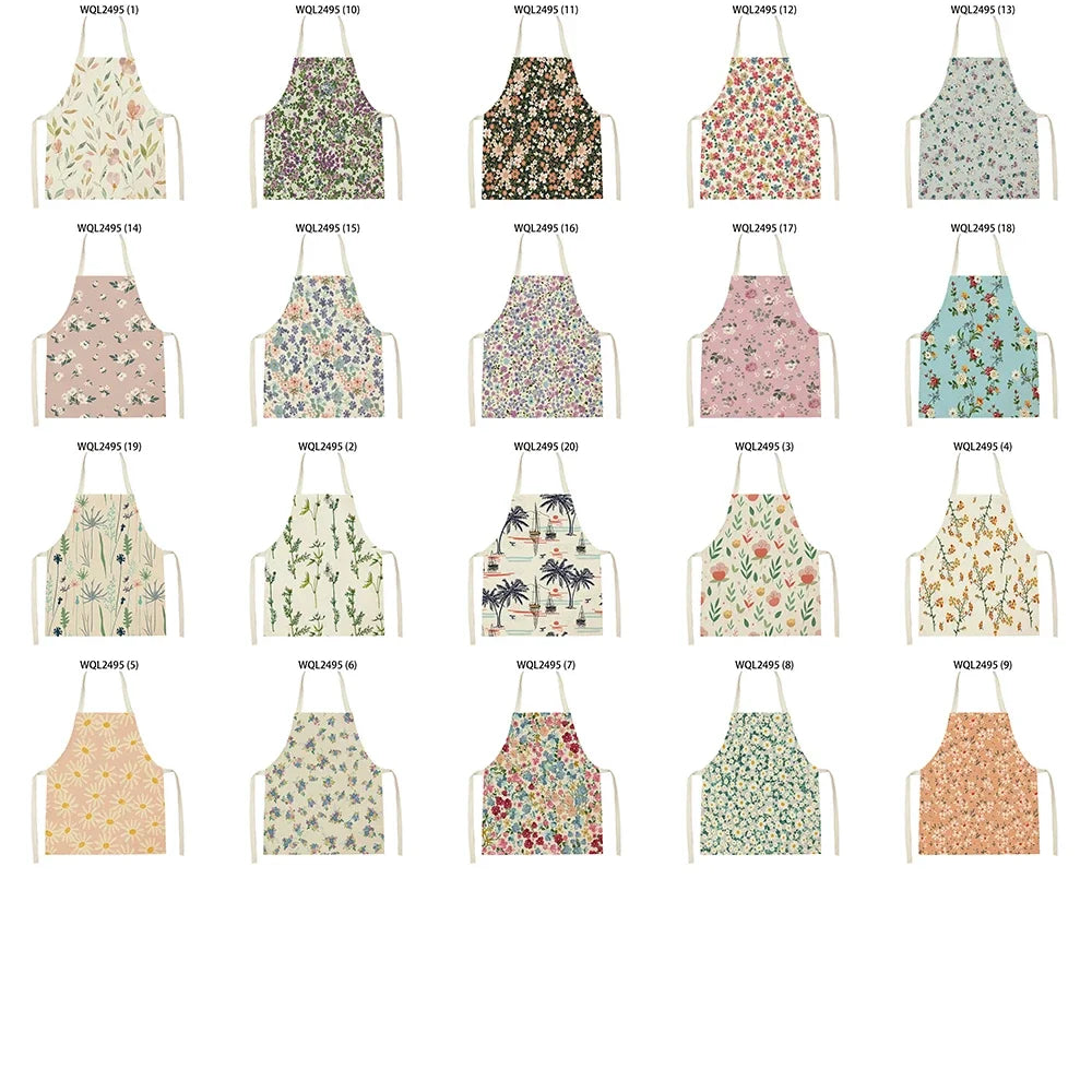Tablier Cuisine Fleurs Lin – Tablier Motif Floral Élégant et Féminin