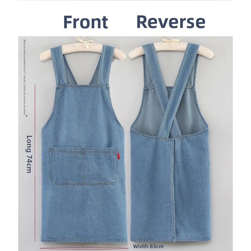 Tablier cuisine jean denim résistant style casual tendance