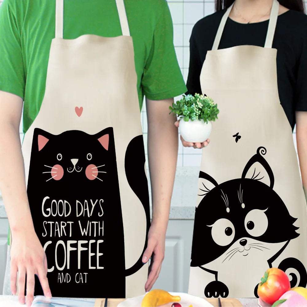Tablier Cuisine Chats Lin Coton – Tablier Motif Chat Original et Mignon
