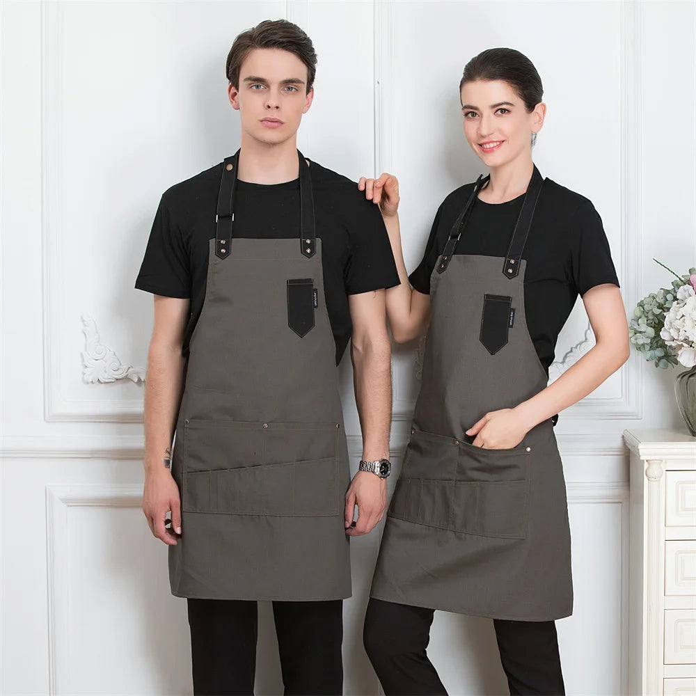 Tablier Cuisine Professionnel Canvas Noir – Tablier Chef avec Poche Mixte