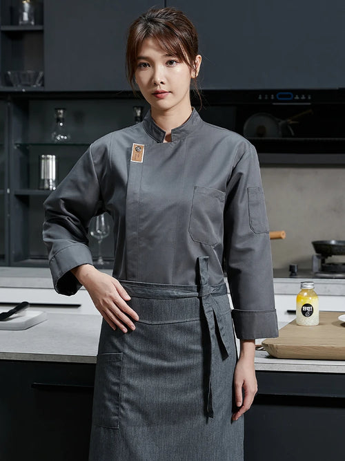 Tablier Chef Cuisine – Tablier Professionnel Twill Blanc Noir Gris Kaki