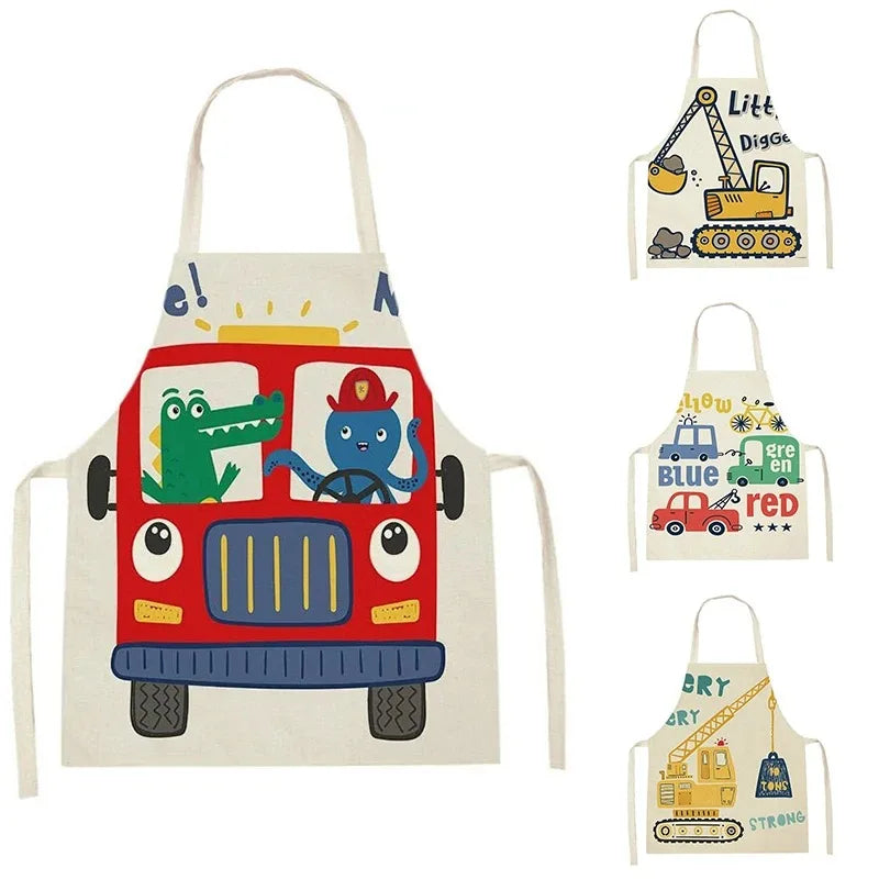 Tablier de Cuisine Enfant – Tablier Coton Lin Motifs Joyeux 2 Tailles