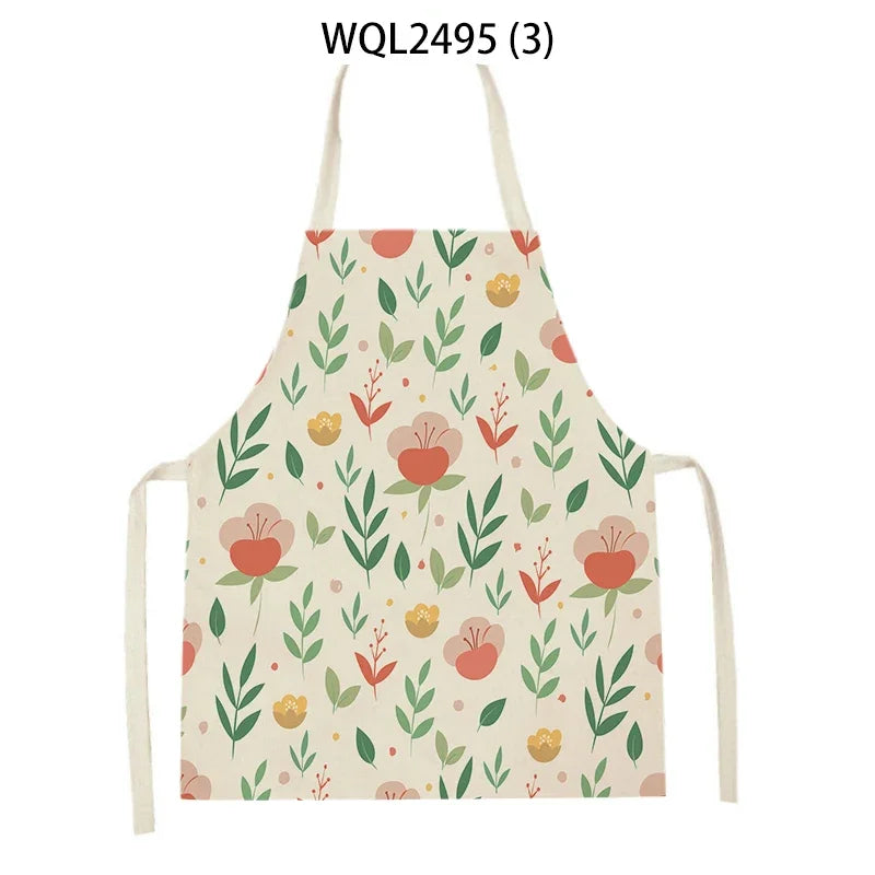Tablier Cuisine Fleurs Lin – Tablier Motif Floral Élégant et Féminin