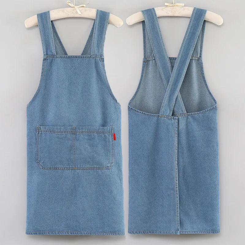 Tablier cuisine jean denim résistant style casual tendance