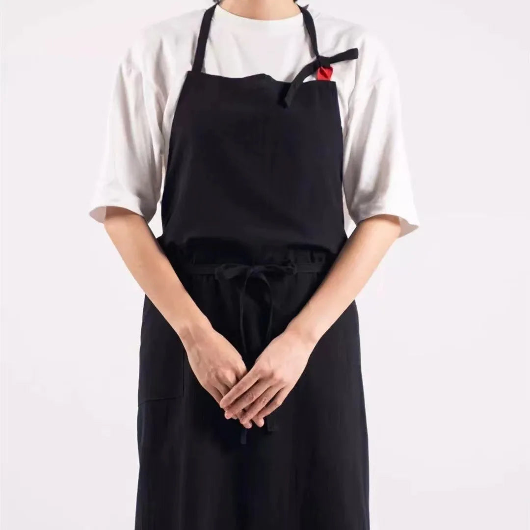 Tablier cuisine bio lin coton style japonais naturel mixte