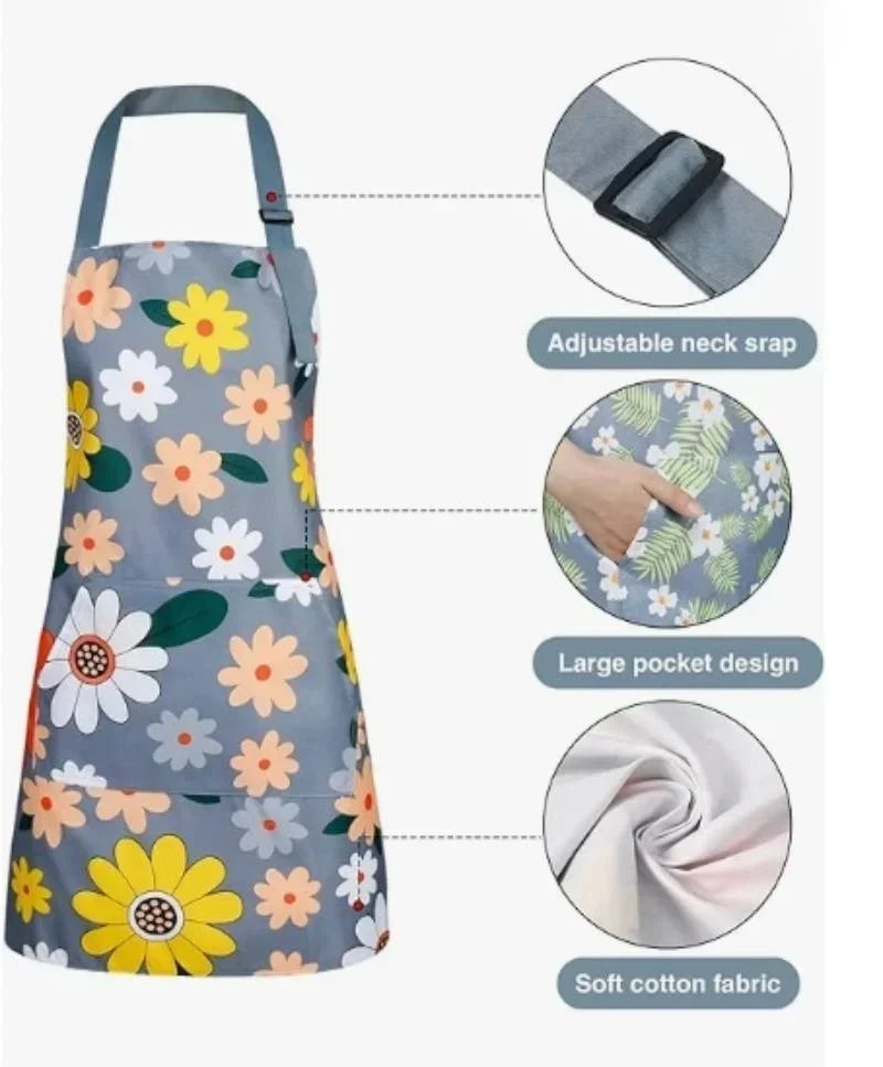 Tablier de Cuisine Femme – Tablier Coloris Doux Violet Bleu Gris Motif Cœur