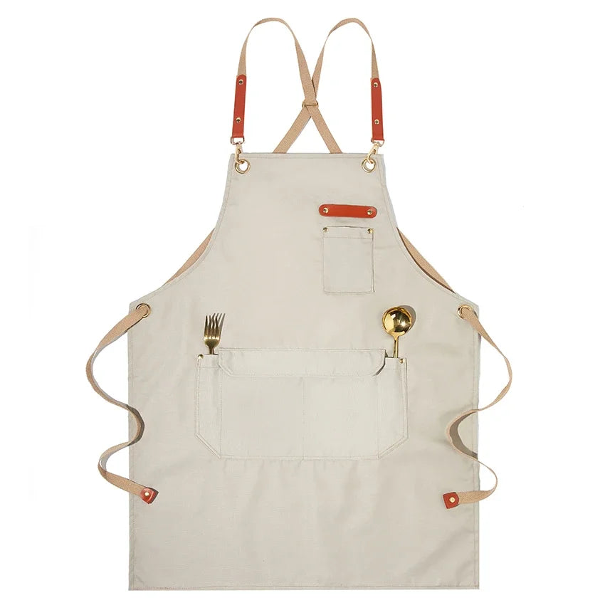 Tablier de Cuisine Professionnel en Canvas – Tablier Résistant Chef Cuisinier