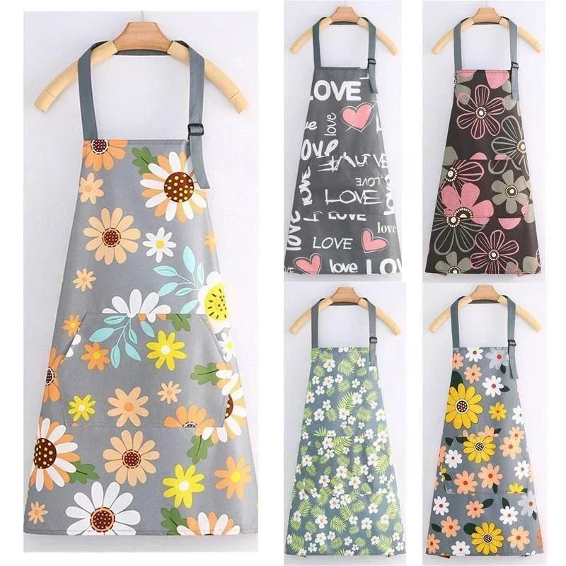 Tablier de Cuisine Femme – Tablier Coloris Doux Violet Bleu Gris Motif Cœur
