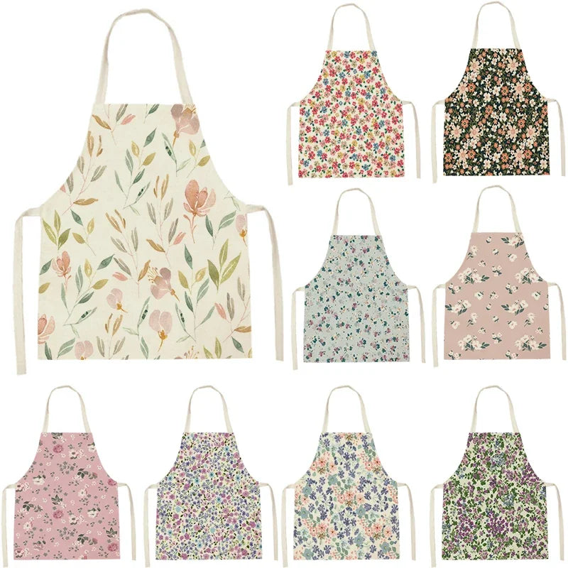 Tablier Cuisine Fleurs Lin – Tablier Motif Floral Élégant et Féminin